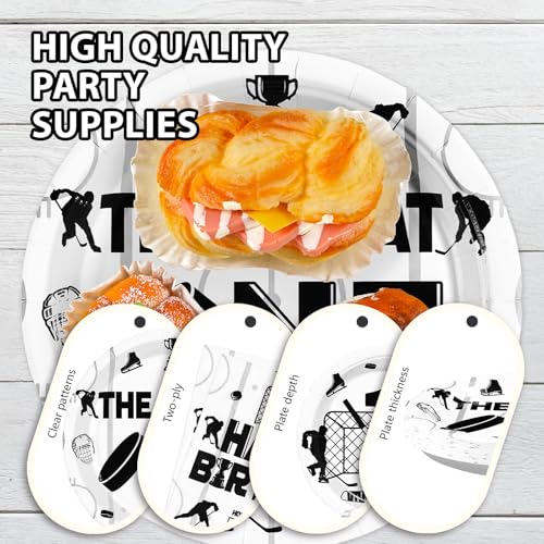 96 Pcs Ice Hockey 1st Birthday Party Plates and Napkins - Grencian