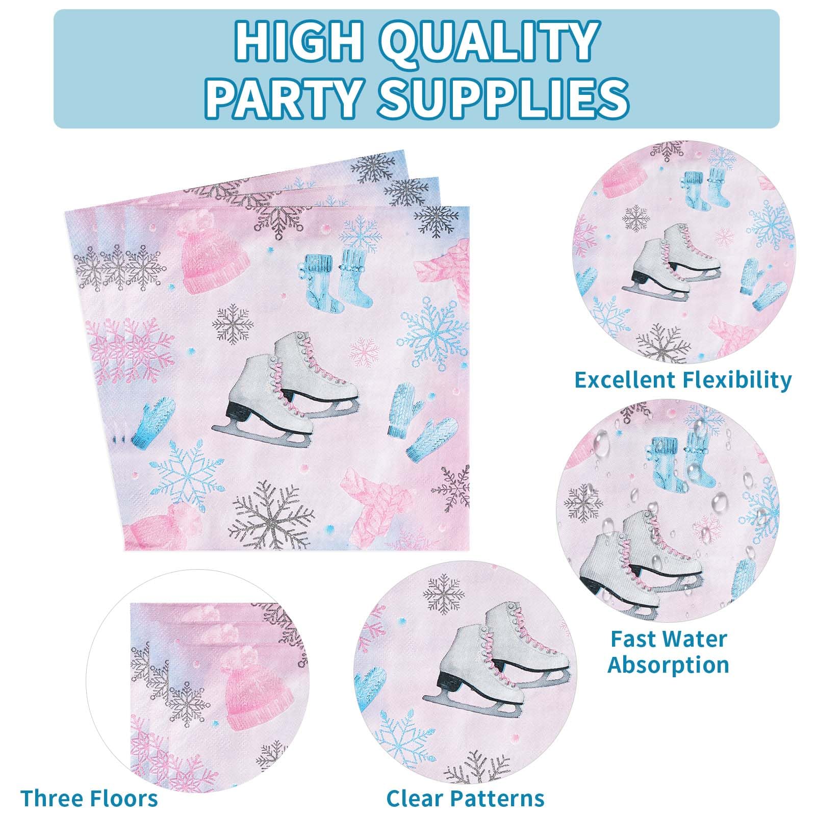 96 Pcs Ice Skating Party Plates and Napkins - Grencian
