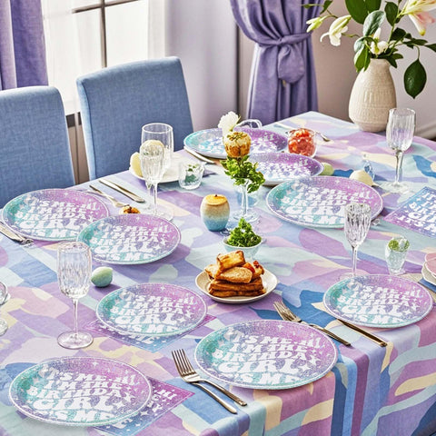 96 Pcs Iridescent Birthday Party Plates and Napkins - Grencian