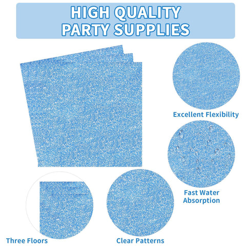96 Pcs Iridescent Blue Party Plates and Napkins - Grencian