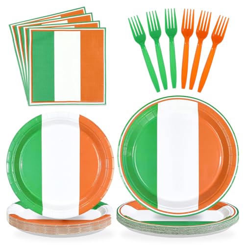 96 Pcs Irish Flag Party Plates and Napkins - Grencian