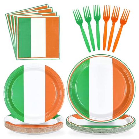 96 Pcs Irish Flag Party Plates and Napkins - Grencian