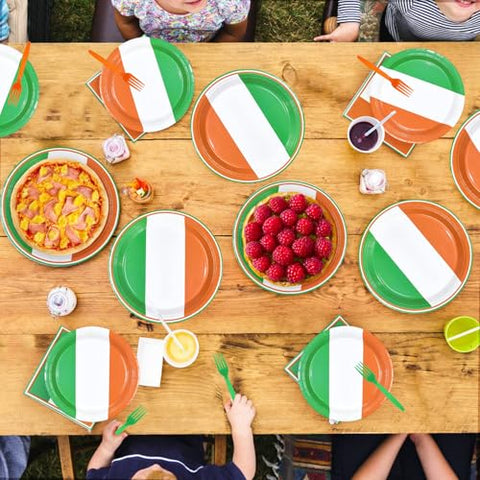 96 Pcs Irish Flag Party Plates and Napkins - Grencian