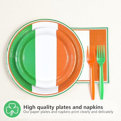 96 Pcs Irish Flag Party Plates and Napkins - Grencian