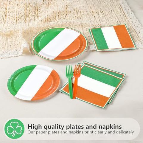 96 Pcs Irish Flag Party Plates and Napkins - Grencian