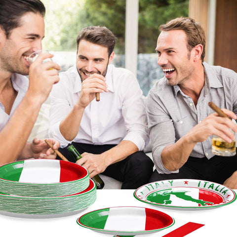 98 Pcs Italian Flag Birthday Party Plates and Napkins - Grencian