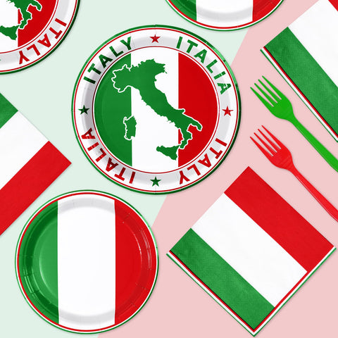 96 Pcs Italian Flag Party Plates and Napkins - Grencian