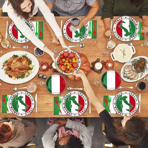 96 Pcs Italian Flag Party Plates and Napkins - Grencian