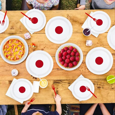 96 Pcs Japanese Flag Party Plates and Napkins - Grencian