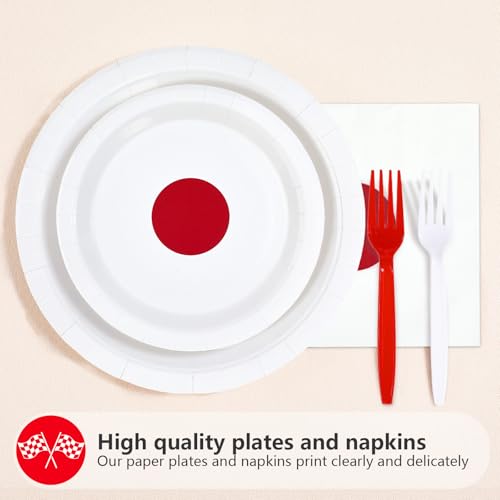 96 Pcs Japanese Flag Party Plates and Napkins - Grencian