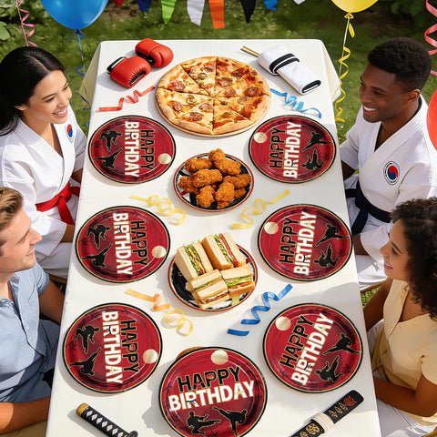 96 Pcs Karate Birthday Party Plates and Napkins - Grencian