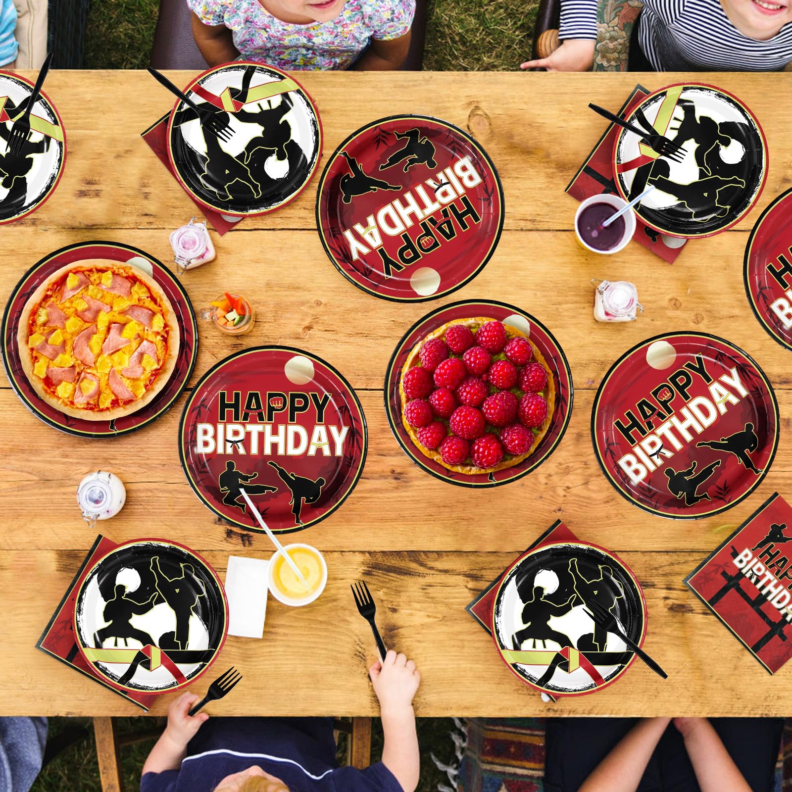 96 Pcs Karate Birthday Party Plates and Napkins - Grencian
