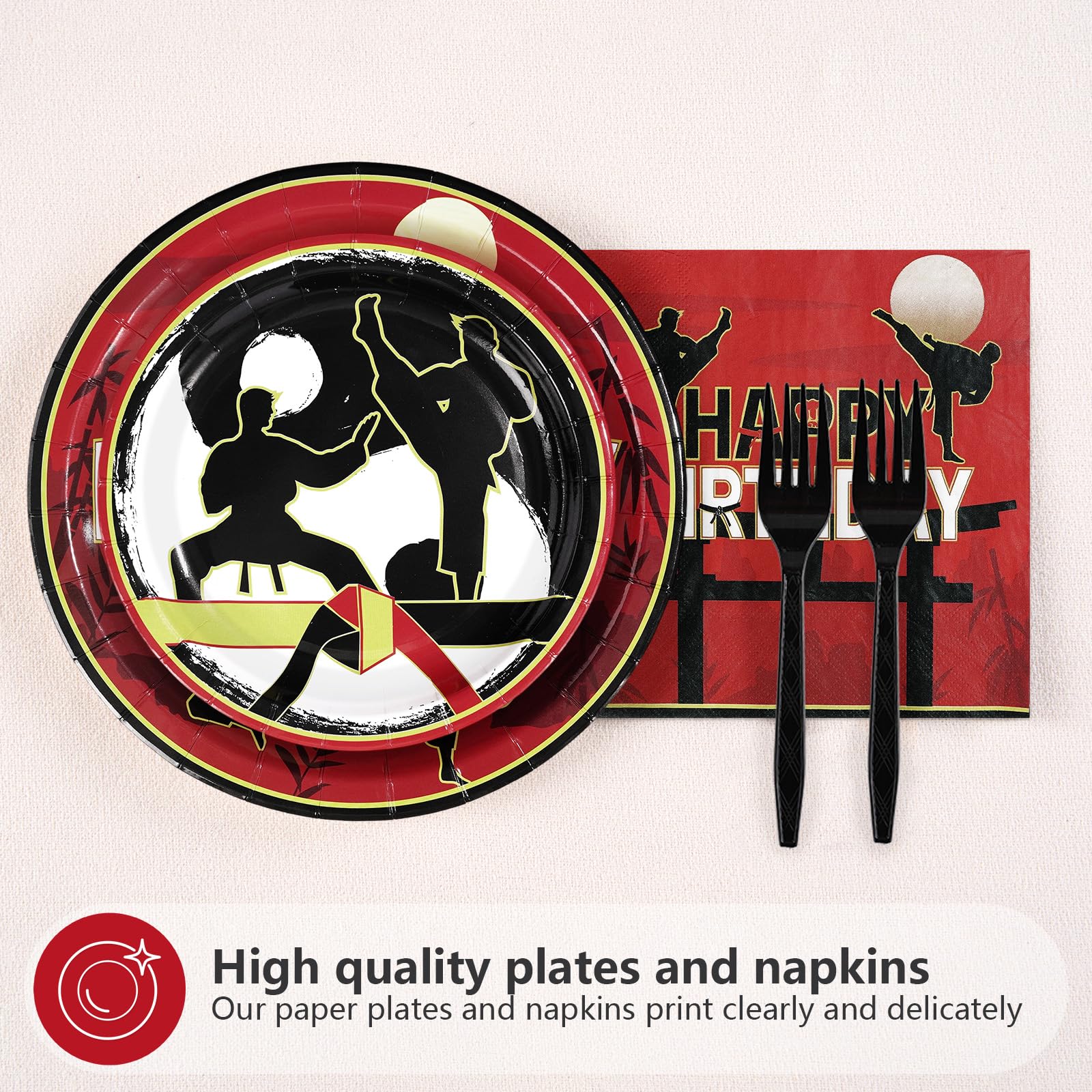 96 Pcs Karate Birthday Party Plates and Napkins - Grencian
