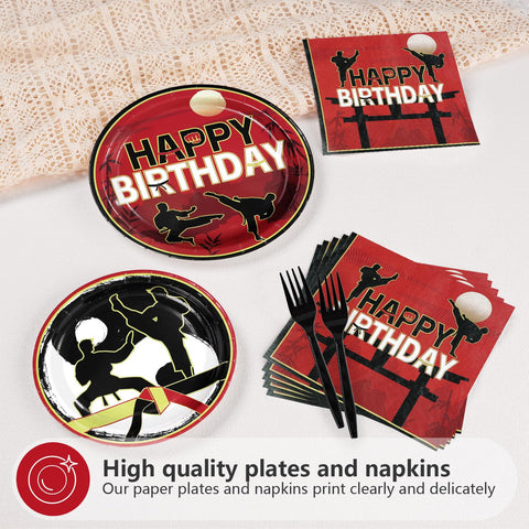 96 Pcs Karate Birthday Party Plates and Napkins - Grencian
