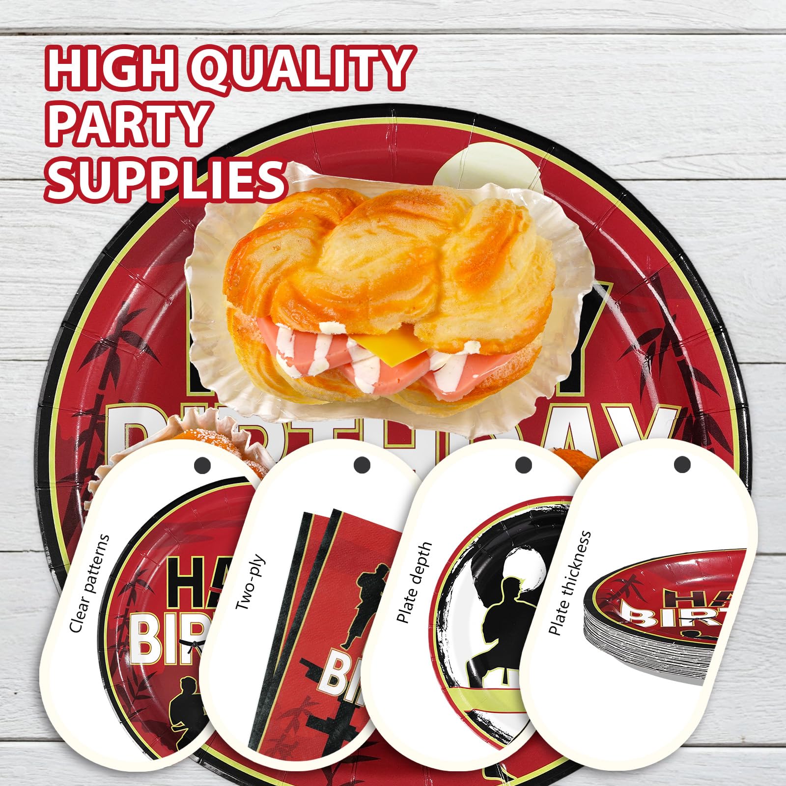 96 Pcs Karate Birthday Party Plates and Napkins - Grencian