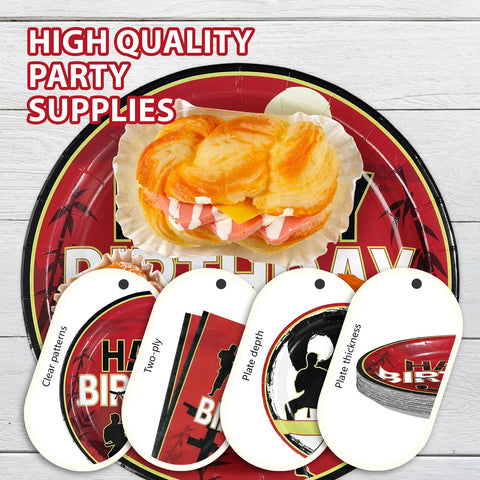 96 Pcs Karate Birthday Party Plates and Napkins - Grencian