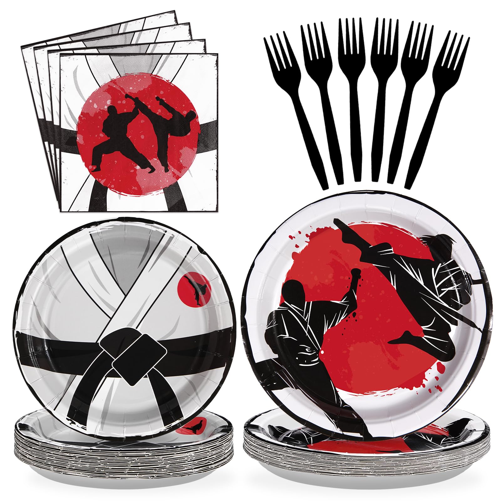 96 Pcs Karate Party Plates and Napkins - Grencian