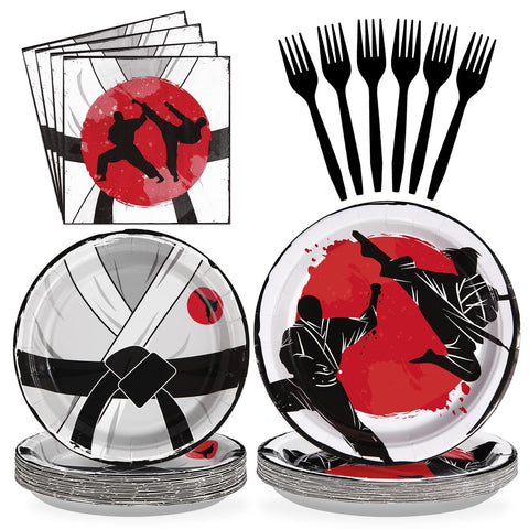 96 Pcs Karate Party Plates and Napkins - Grencian