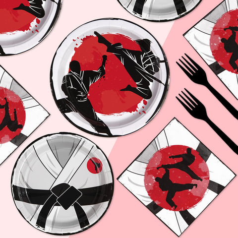 96 Pcs Karate Party Plates and Napkins - Grencian
