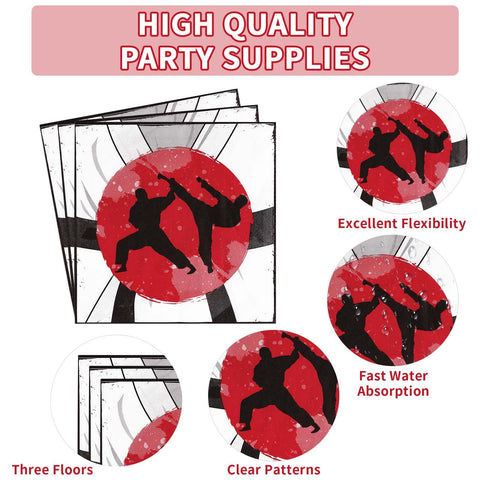 96 Pcs Karate Party Plates and Napkins - Grencian