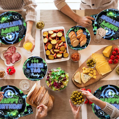 96 Pcs Laser Tag Birthday Party Plates and Napkins - Grencian