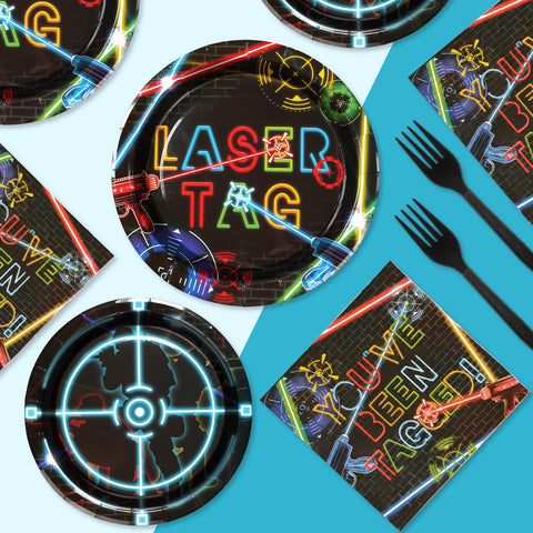 96 Pcs Laser Tag Party Plates and Napkins - Grencian