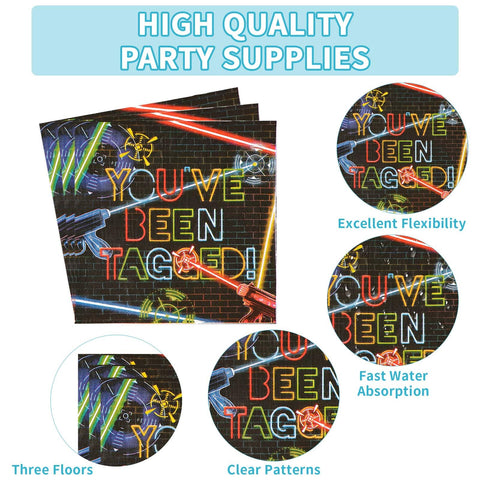96 Pcs Laser Tag Party Plates and Napkins - Grencian