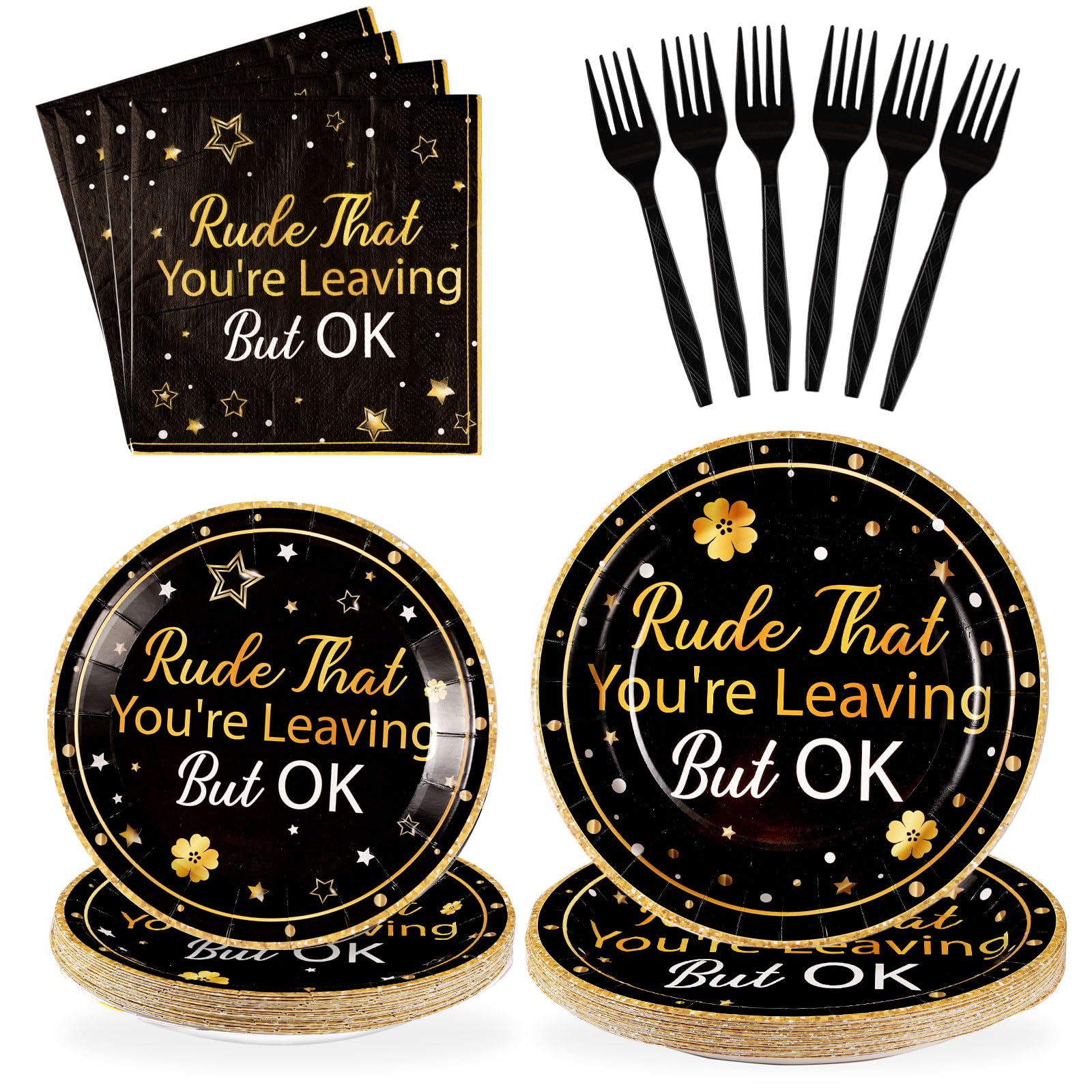 96 Pcs Leaving But OK Party Plates and Napkins - Grencian