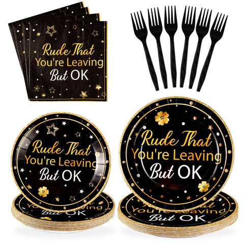 96 Pcs Leaving But OK Party Plates and Napkins - Grencian