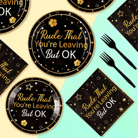 96 Pcs Leaving But OK Party Plates and Napkins - Grencian