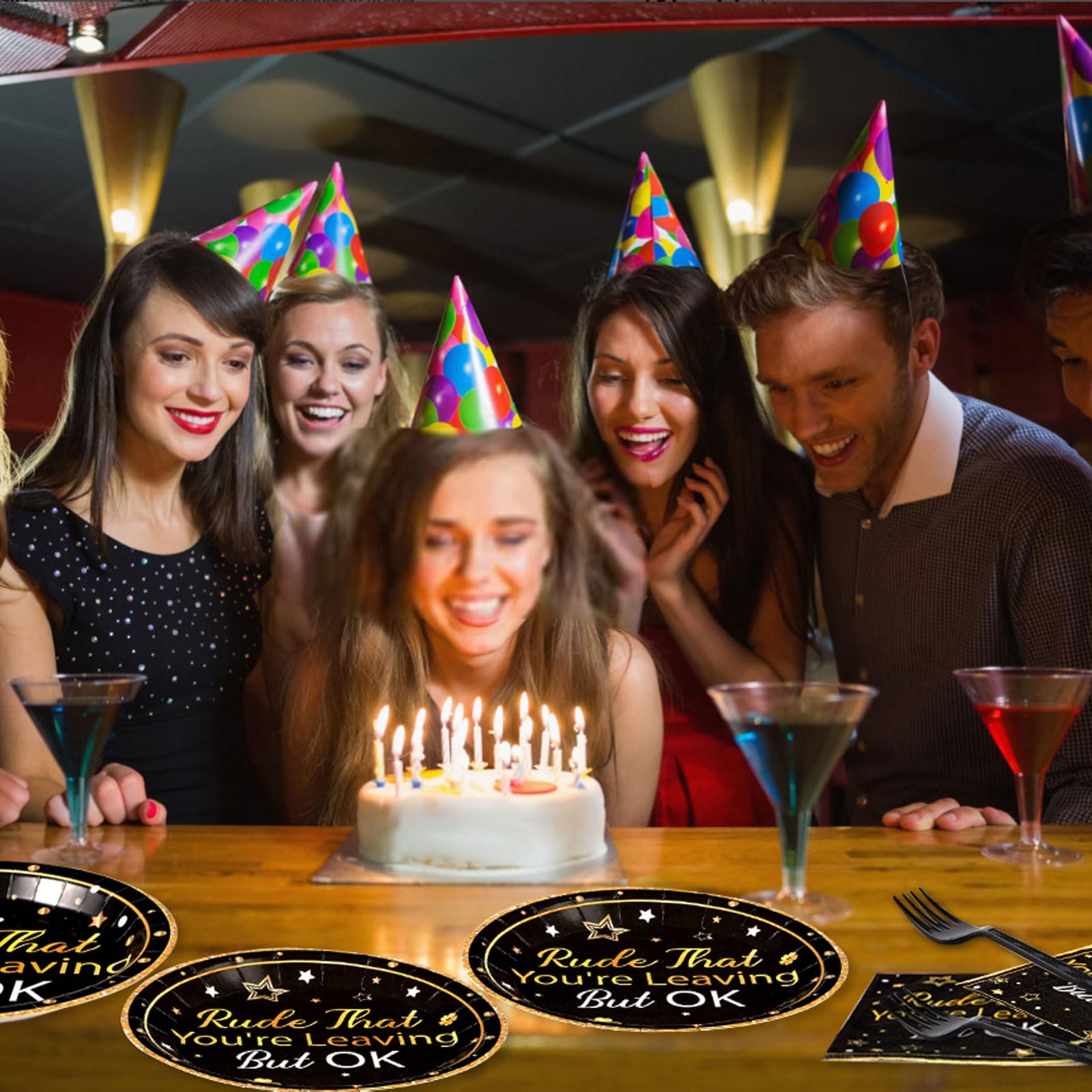96 Pcs Leaving But OK Party Plates and Napkins - Grencian