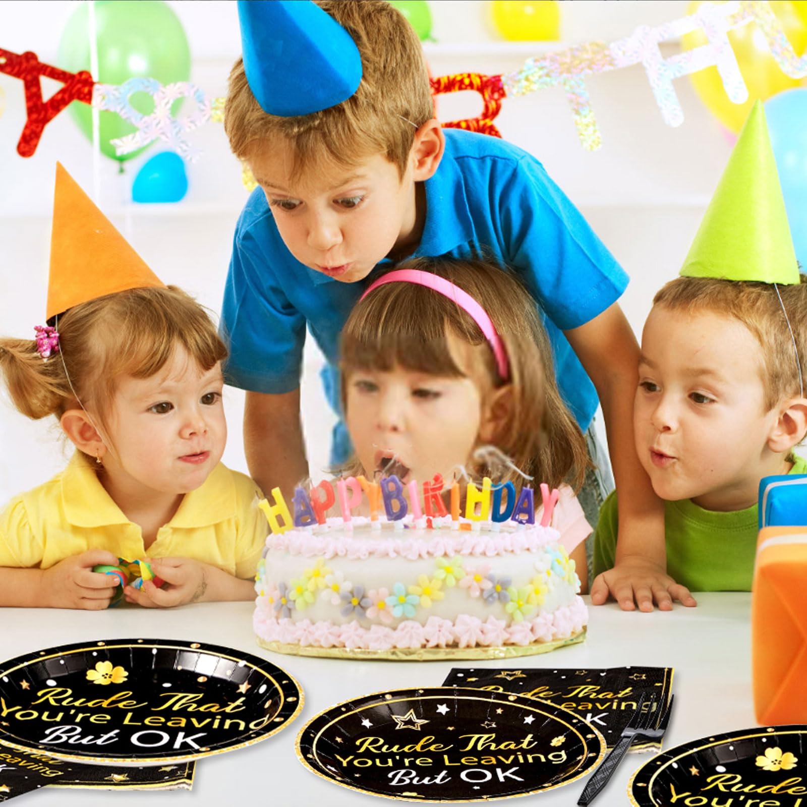96 Pcs Leaving But OK Party Plates and Napkins - Grencian