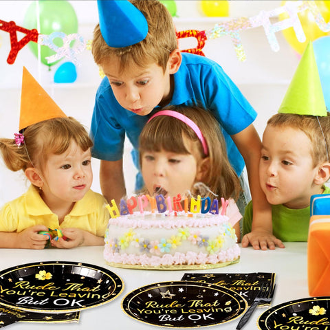 96 Pcs Leaving But OK Party Plates and Napkins - Grencian