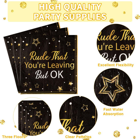 96 Pcs Leaving But OK Party Plates and Napkins - Grencian