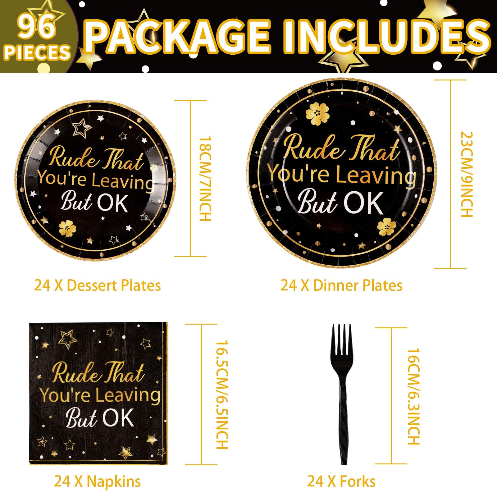 96 Pcs Leaving But OK Party Plates and Napkins - Grencian