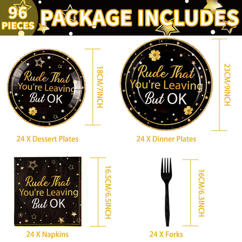 96 Pcs Leaving But OK Party Plates and Napkins - Grencian