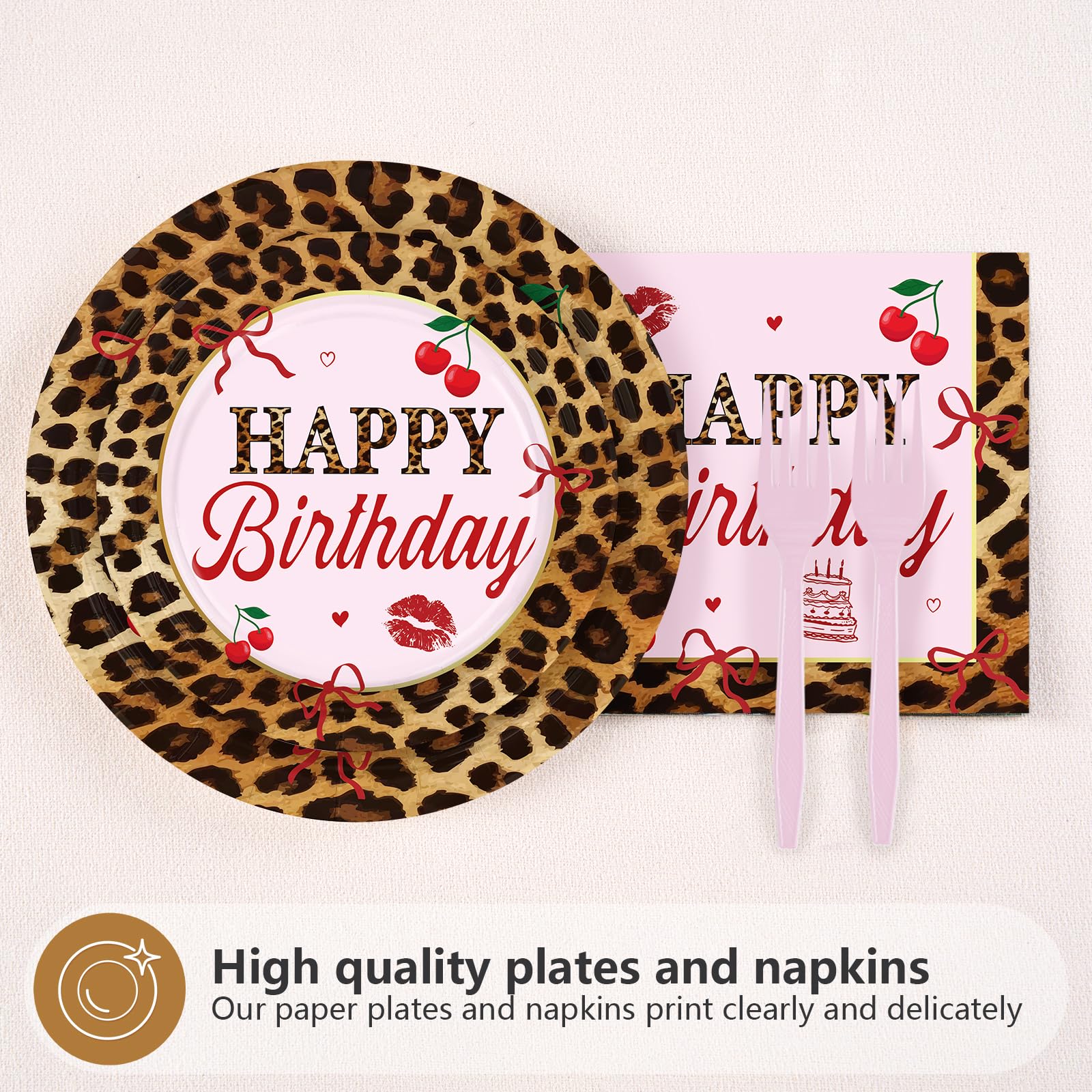96 Pcs Leopard 21st Birthday Party Plates and Napkins - Grencian