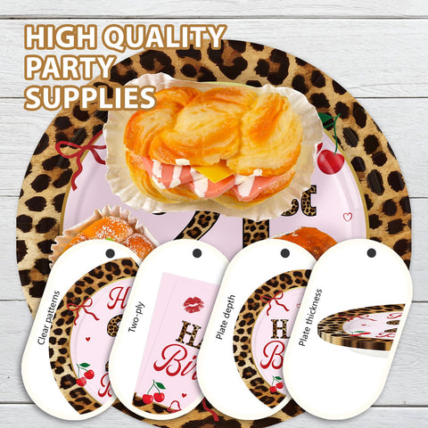 96 Pcs Leopard 21st Birthday Party Plates and Napkins - Grencian
