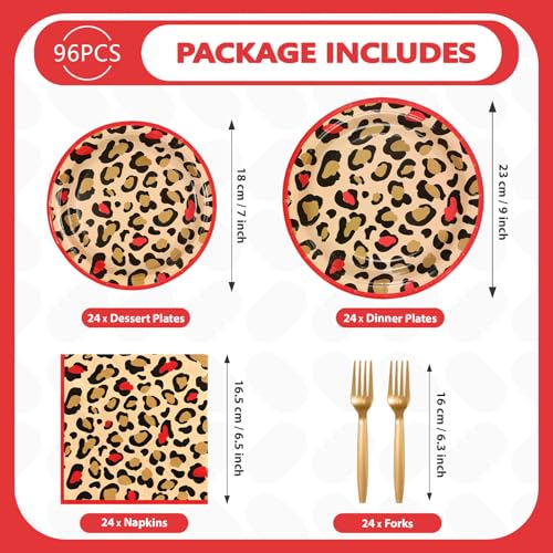 96 Pcs Leopard Print Party Plates and Napkins - Grencian