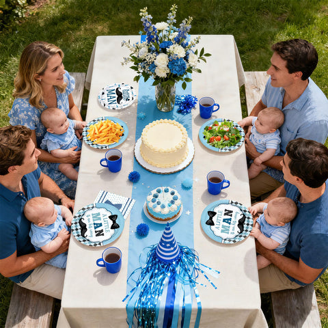 96 Pcs Little Man Baby Shower Party Plates and Napkins - Grencian