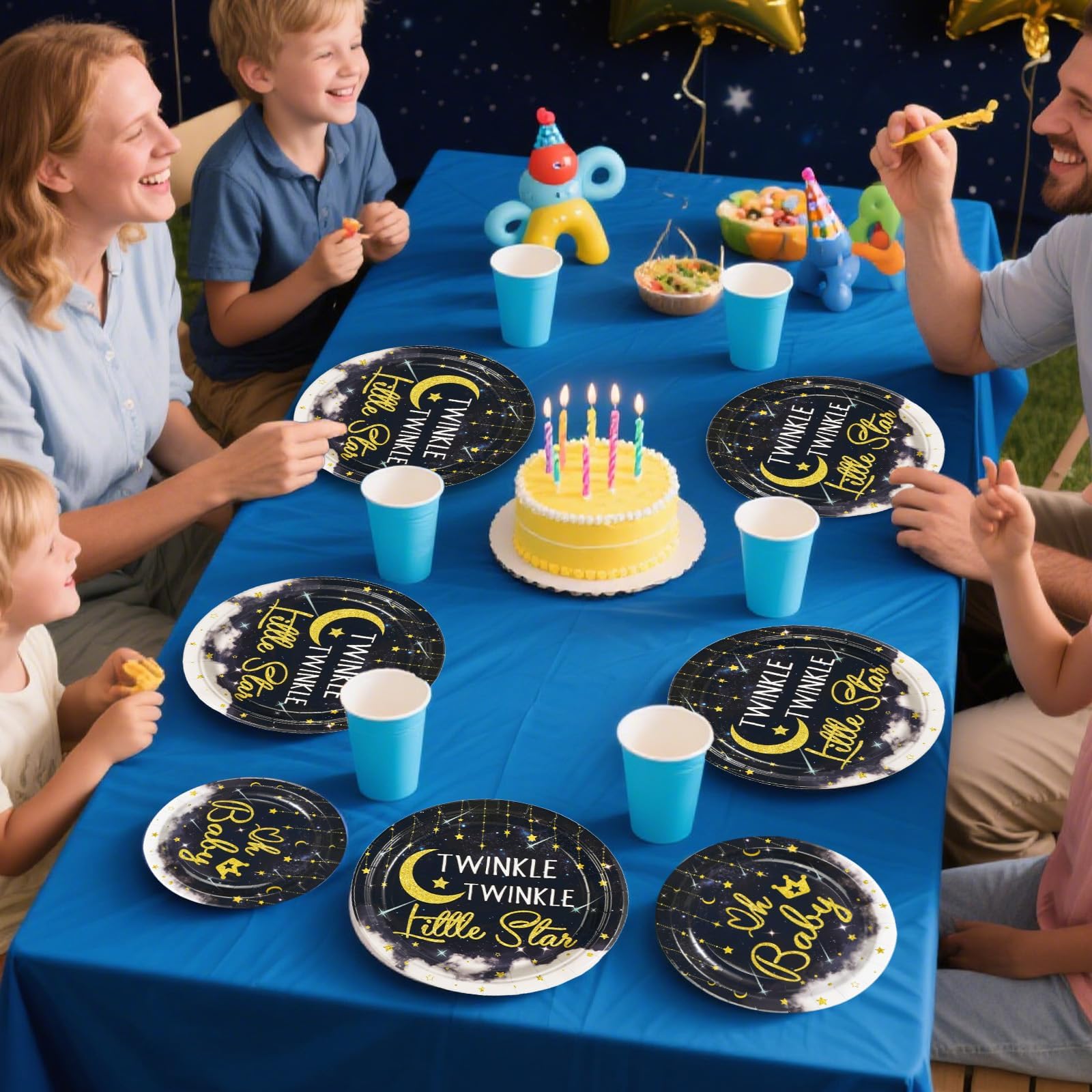 96 Pcs Little Star Baby Shower Party Plates and Napkins - Grencian