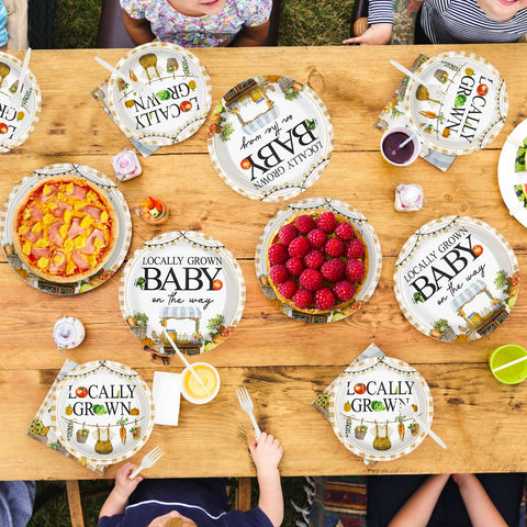 96 Pcs Locally Grown Baby Shower Party Plates and Napkins - Grencian