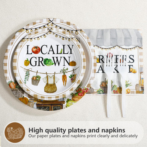 96 Pcs Locally Grown Baby Shower Party Plates and Napkins - Grencian