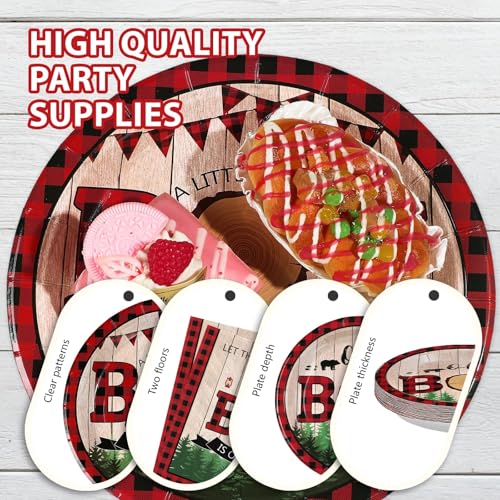 96 Pcs Lumberjack Boy Party Plates and Napkins - Grencian