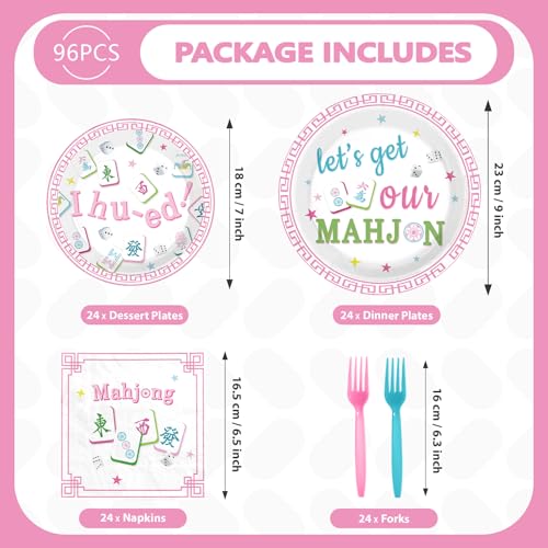 96 Pcs Mah-jong Party Plates and Napkins - Grencian