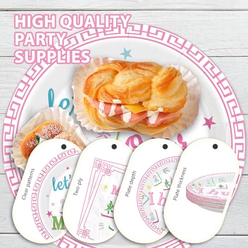 96 Pcs Mah-jong Party Plates and Napkins - Grencian