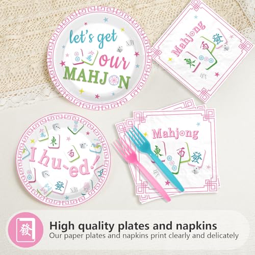 96 Pcs Mah-jong Party Plates and Napkins - Grencian