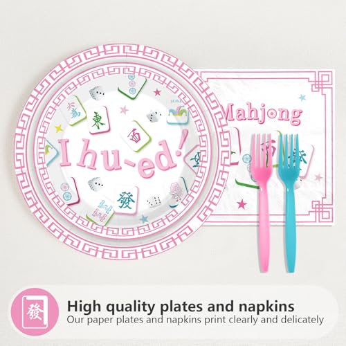 96 Pcs Mah-jong Party Plates and Napkins - Grencian