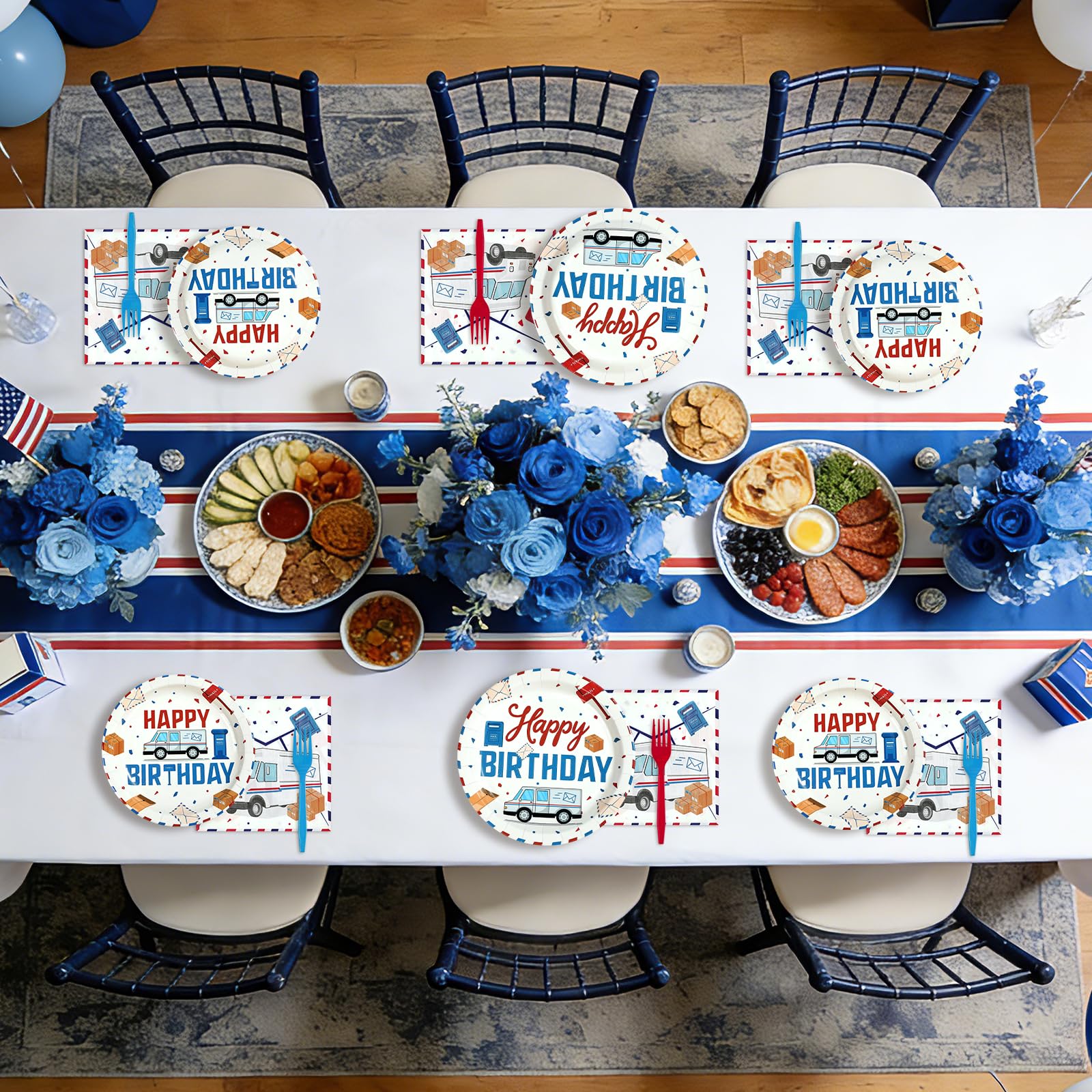96 Pcs Mailman Birthday Party Plates and Napkins - Grencian