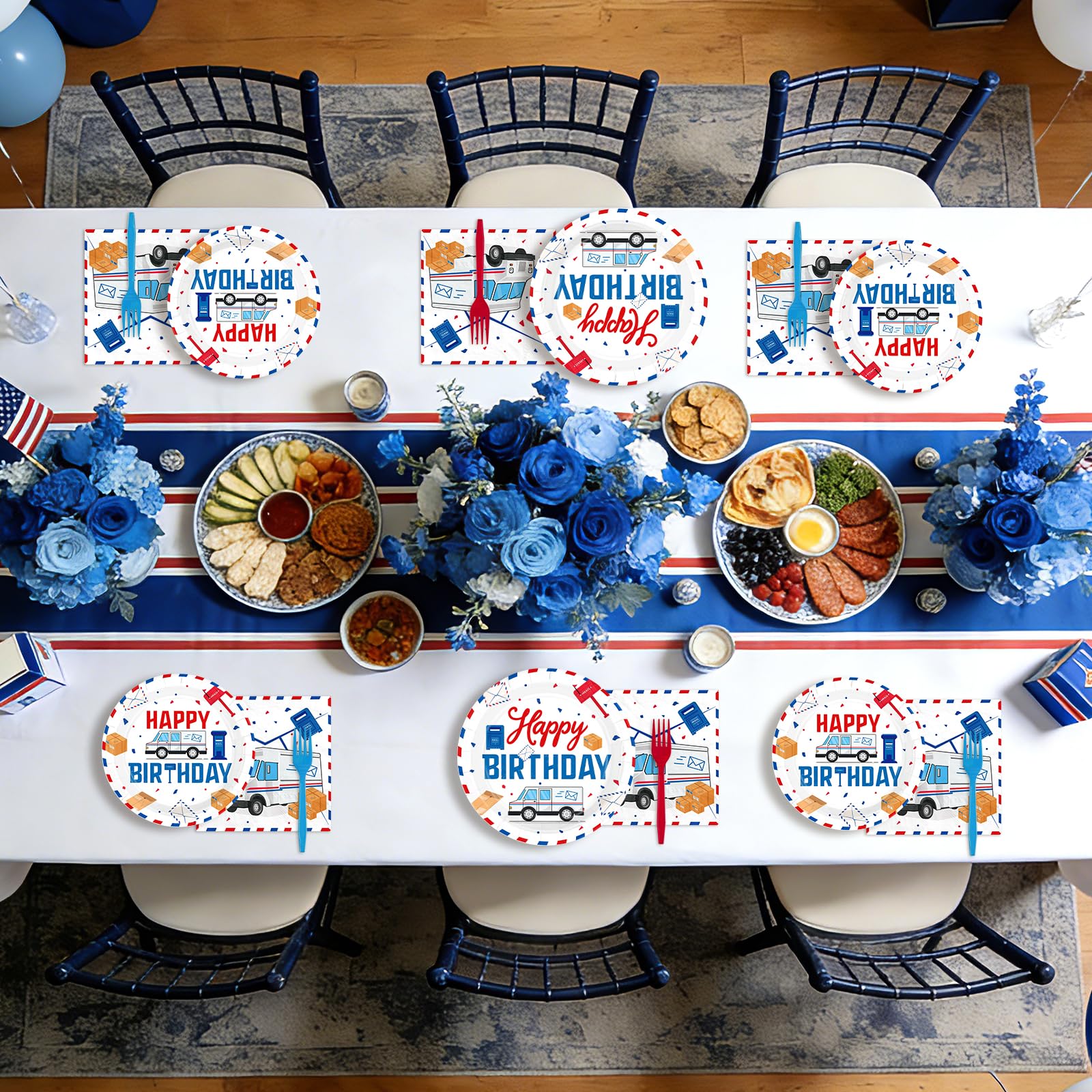 96 Pcs Mailman Birthday Party Plates and Napkins - Grencian